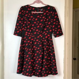 Only Love Urbanized Betty Red Lip Print Mini Dress